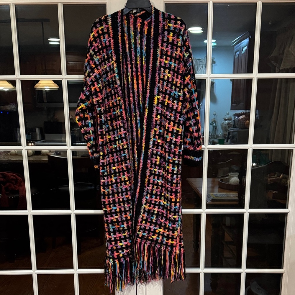 Colorful Knit Open Front Cardigan